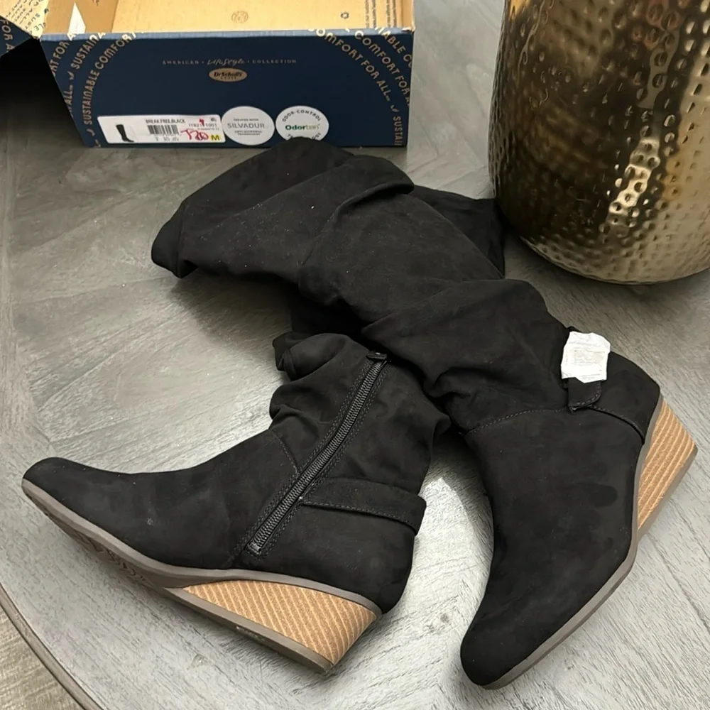 Dr. Scholl's Shoes Womens Break Free Faux Suede Slouchy Knee-High Boots